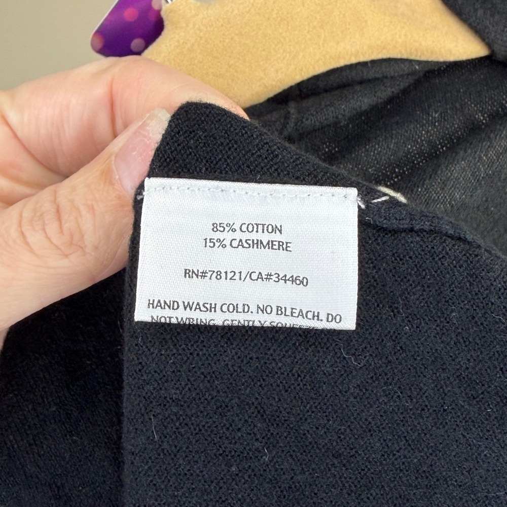 EILEEN FISHER Petite Black Cotton Cashmere VNeck Dolman‎ Sleeve  Sweater PS - Picture 5 of 6